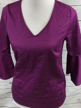 linen bell sleeve blouse